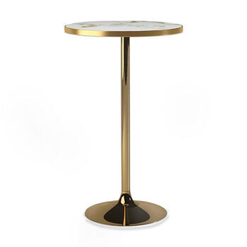 Коктейльный стол Madison золотого цвета с мраморной столешницей