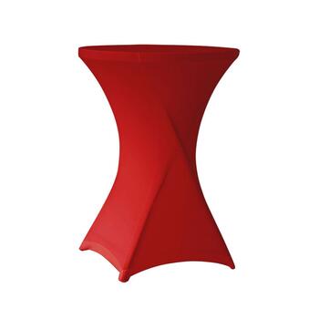 Коктейльный стол в стрейч скатерти красного цвета