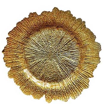 Тарелка Коралл 35 см золотого цвета