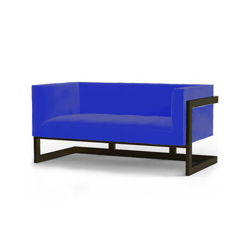Двухместный диван Mendoza синего цвета с черным каркасом