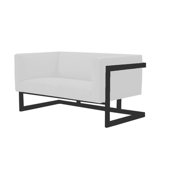Двухместный диван Mendoza из белой экокожи с черным каркасом-1 Двухместный диван Mendoza из белой экокожи с черным каркасом