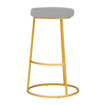 Барный стул Gold Austin White золотого цвета с серой подушкой