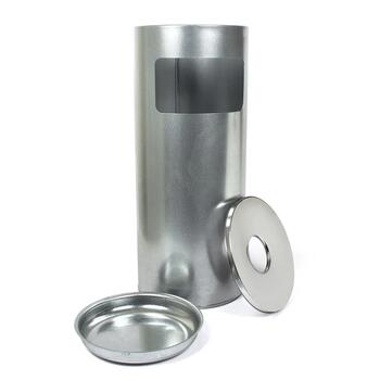 Металлическая пепельница стального цвета на 30 литров
