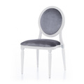 Аренда стульев Louis белого цвета с серой бархатной обивкой-2