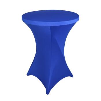 Коктейльный стол в стрейч скатерти синего цвета