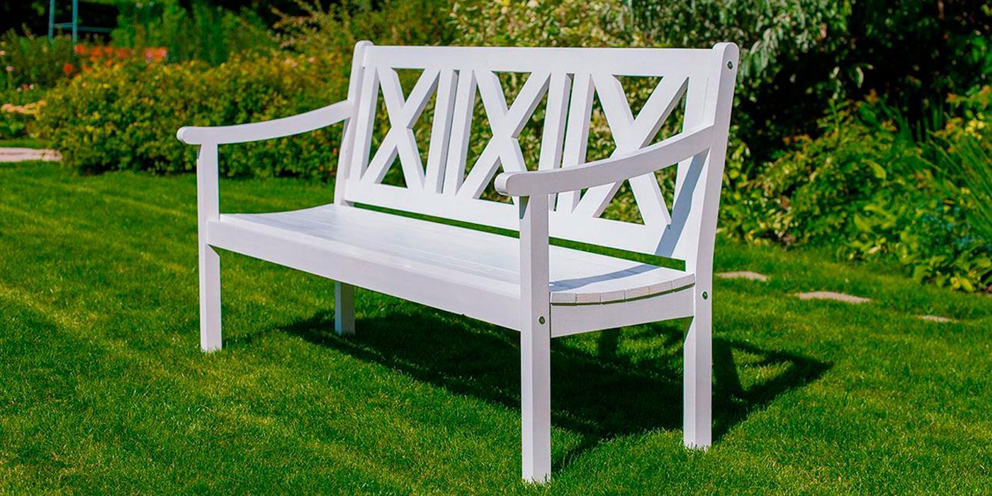 скамейка садовая белая со спинкой